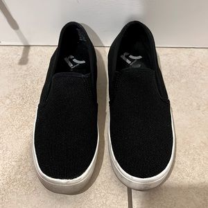 Black Slip Ons Lightweight Breathable Platform Shoes